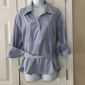 Caren Sport  periwinkle  cuffed sleeve blouse  Sz 2X